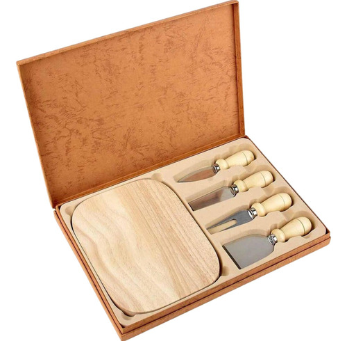 Set Cortadores Cuchillos Queso Con Tabla Y Estuche