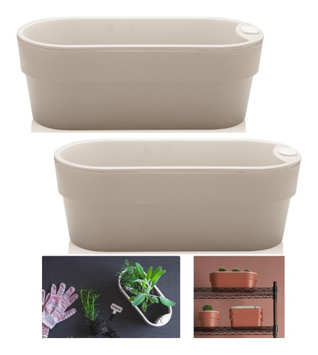 Kit 2 Vasos Hortinha Autoirrigável Planta Tempero Jardim Ou