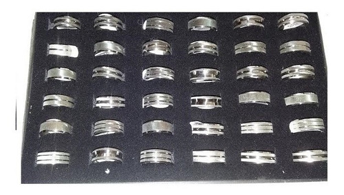 Caja De 36 Anillos De Acero Quirúrgico  Del N° 17 Al 20