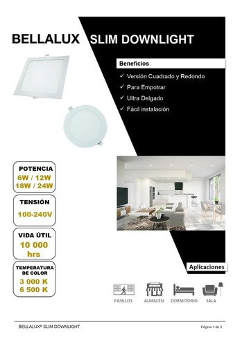 Imagen 4 de 4 de Panel Led Embutir Bellalux 18w 100v-240v Downlight