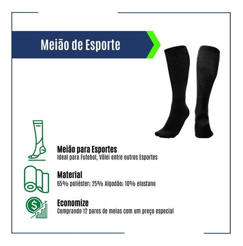 Kit 120 Pares Meião Futebol Adulto