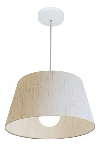 Lustre Pendente Cone Vivare Md-4039 Cúpula Tecido 21/40x30cm Estrutura Linho Bege 110v/220v