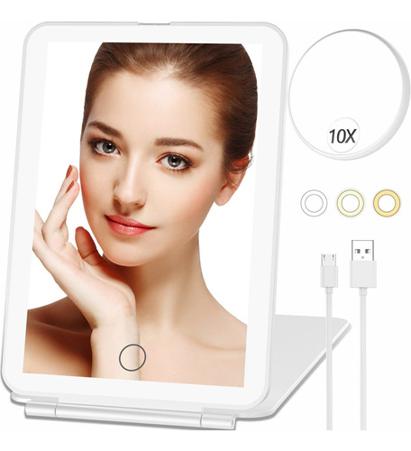 Espejo De Maquillaje Con Aumento 10x Y 80 Luces Led