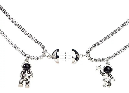 Imagen 3 de 9 de Collares De Pareja Astronautas Magnético Regalo Amor Novios