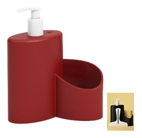 Dispenser De Pia 600ml Porta Detergente Com Rodinho Cozinha Cor Vermelho