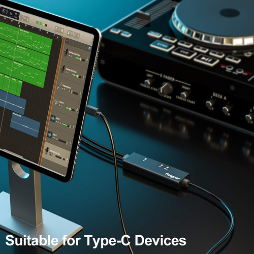 Cable Midi Usb C Fasgear Con Adaptador Tipo C A Usb, 6 Pies.