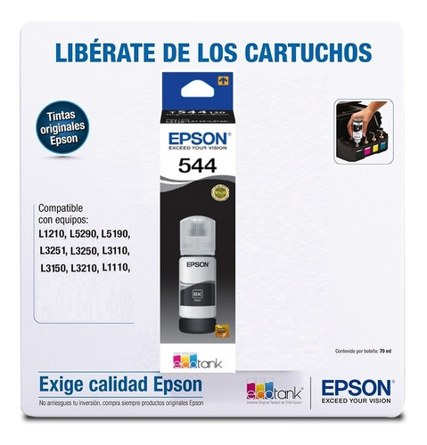 Tinta Epson 544 Negro Original  L3110 L1110 L3150 L5190 