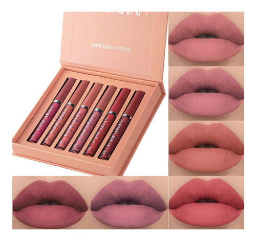 6pcs Lápiz Labial Líquido Mate Set De Maquillaje,...