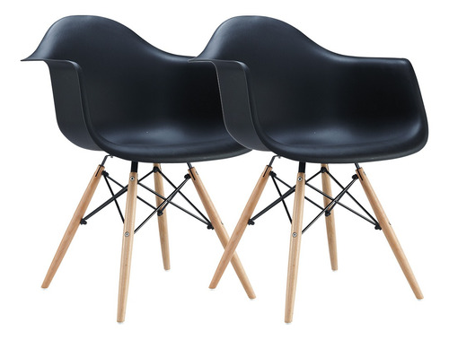 Set X 2 Sillon Silla Comedor Diseño Eames Patas Madera Cuota