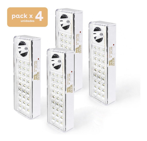 Pack X4 Luz De Emergencia Leds Recargable Enchufe 220v Led