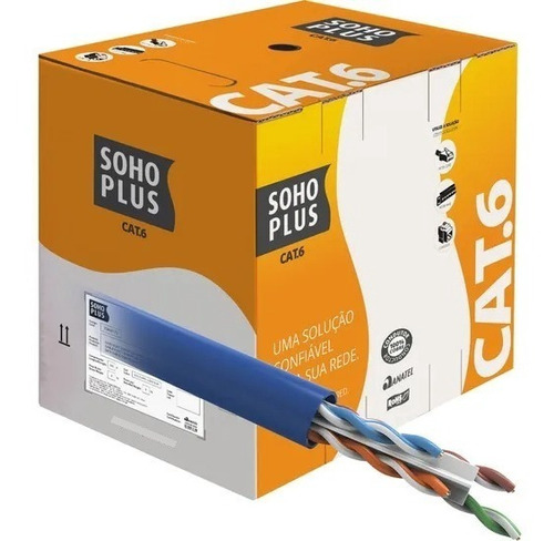 Caixa 305m Cabo De Rede Azul Utp Rj45 Cat6 Furukawa Sohoplus