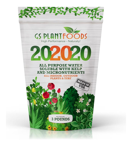 Gs Plant Foods 20-20-20 Fertilizante Para Plantas Soluble En