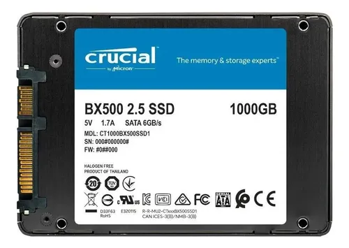 Crucial CT1000BX500SSD1JP 1TB SSD　bx500 Ssd 1tb Sata Iii Crucial Bx500 Ct1000bx500ssd1 Até 540mb/s