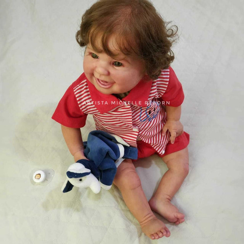 Bebê Reborn Menino 59cm Corpo Em Tecido Enxoval Completo