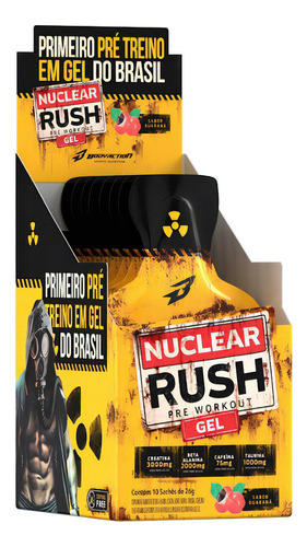 Pre Treino Nuclear Rush Gel 10un Bodyaction Frutas Vermelhas