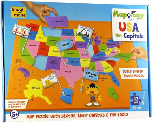 Imagimake Mapology Usa Con Capitales, Aprende Estados De Ee.