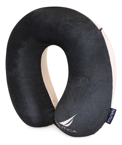 Almohada De Viaje Memory Foam Negra- Blanco Nautica