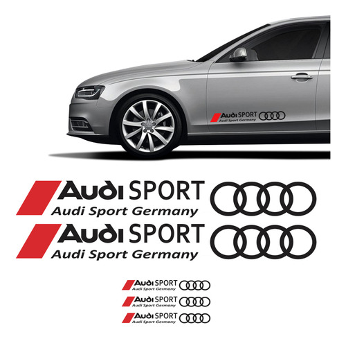 Faixas Para Audi Sport Germany Adesivos Preto - Genérico