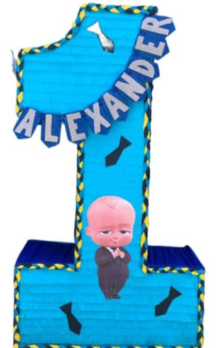 Piñata Cartón Arcoirispapel Colorido 1 Unidad Celeste Negro Jefe En Pañales Número Personalizado Jefe Mediana