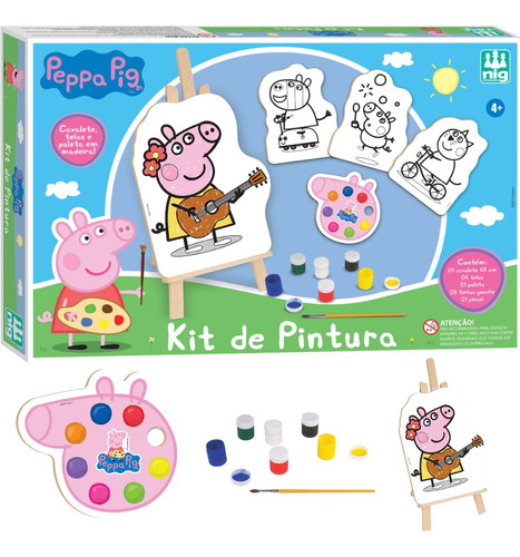Kit Pintura Peppa Pig Pintura Tela De Madeira Nig Brinquedos