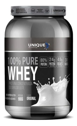 100% Pure Whey 900g - Unique Nutrition Sabor Original