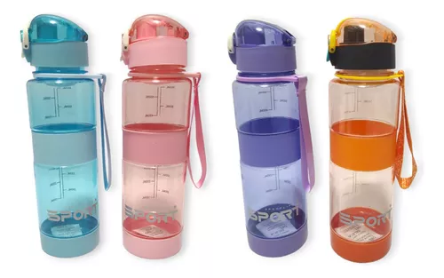 Botellas de agua deportivas plástico 6 colores botella de agua deportiva  pulverizadora portátil - todoecofriendly