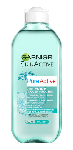 Imagen 1 de 2 de Agua Micelar Garnier Pure Active X400 Ml