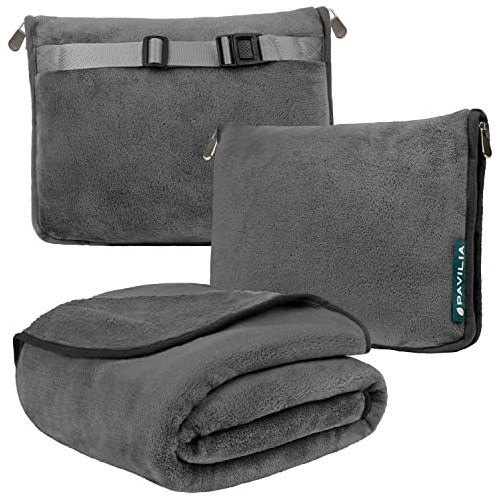Travel Blanket Pillow, Soft Airplane Blanket 2in1 Combo...