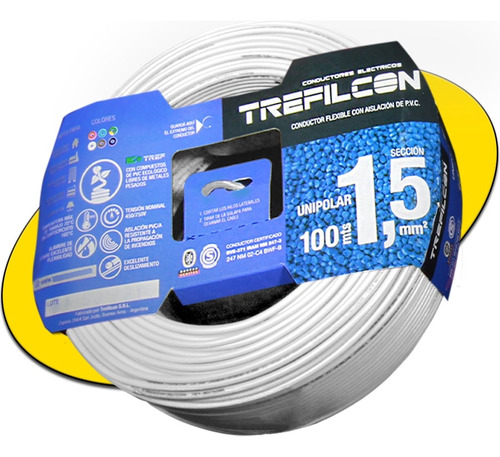 Cable Blanco Unipolar 1.5mm Trefilcon Certificado 100mt