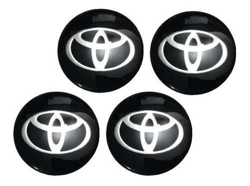 Jogo Emblema Toyota Preto Resinado 55mm P/calota Roda Liga