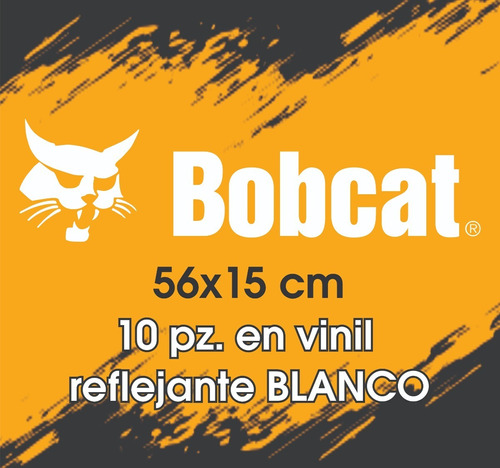 Etiquetas Bobcat #2 10pz En Vinil Reflejante Blanco 56x15 Cm