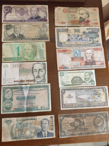 Diferentes Billetes: Uruguay, Nicaragua, Hong Kong , Etc. 