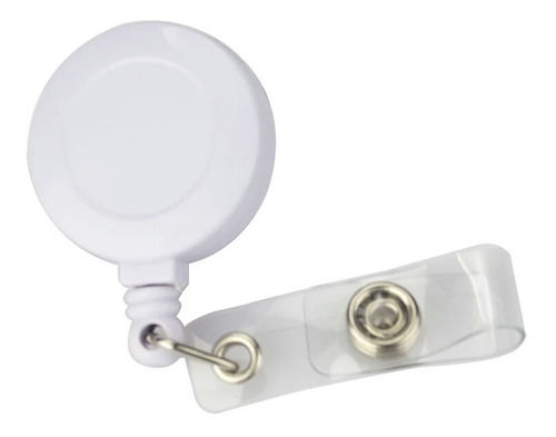 Porta Crachá Retrátil Roller Clip Branco Leitoso 20 Unidades
