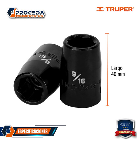 Dado De Impacto De 9/16 , 6 Puntas, Cuadro 1/2 13378