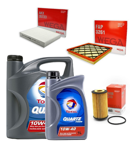 Kit 3 Filtros + 5l Aceite Total 10w40 Chevrolet Cruze 1,8