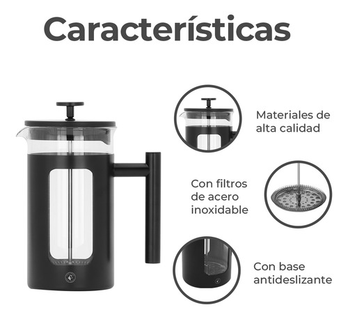 Cafetera Prensa Francesa De Acero Inoxidable 1 L