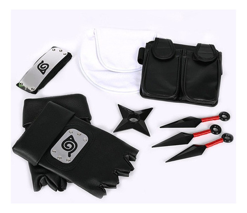 Hatake Kakashi Cosplay Utileria Guantes Diadema Kunai Shurik