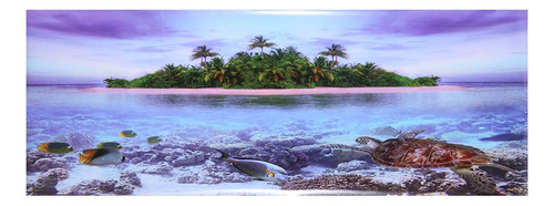 Póster Coconut Tree Beach, Efecto 3d, Adhesivo Para Acuario