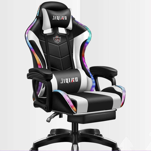 Silla Gamer Luz Rgb Masajeador Y Apoya Pies 