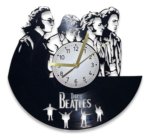 Reloj De Pared Beatles En Disco Vinilo Vintage Corte Laser 