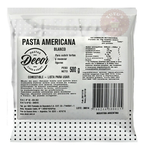 Pasta Americana Decor Para Cubrir Tortas 500gr Reposteria