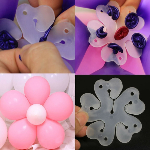 Imagen 3 de 6 de Pack X5 Clips Flores De Globos Soporte Para Armado Fácil 8cm