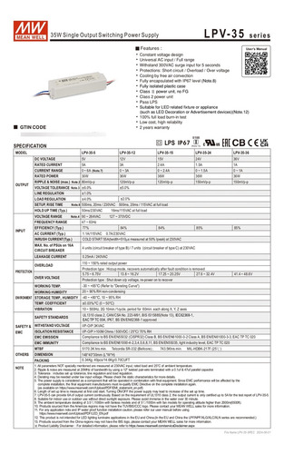 Fuente Conmutada Semi Exterior 30w 5v/6a Mean Well Lpv-35-5