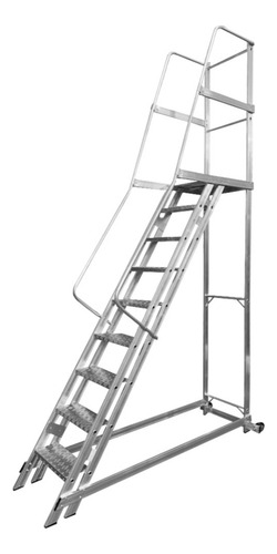 Escada Plataforma Alumínio 2.25m C/8 Degraus + Patamar Agata