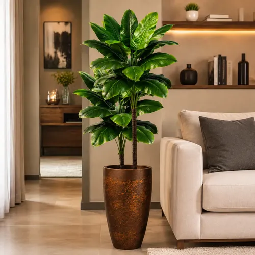 2 Bananeira Decorativa Grande Planta 36 Folhagens Enfeite - R$ 119,98