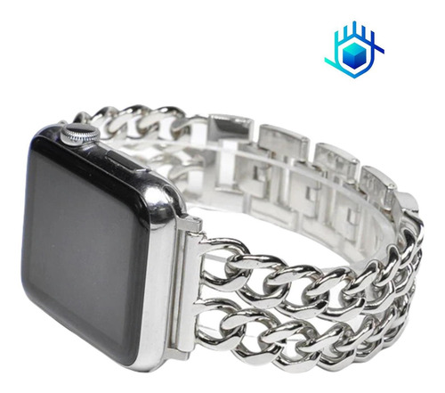 Imagen 7 de 10 de Correa Extensible Cadena + Mica Para Apple Watch Metal Lujo