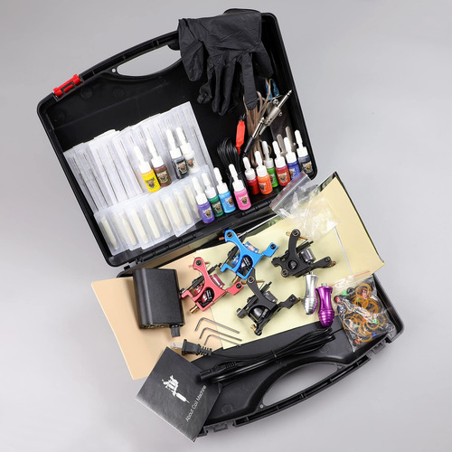 Kit De Tatuaje Hawink Tk-hw4005 Con 4 Máquinas, 14 Tintas Y