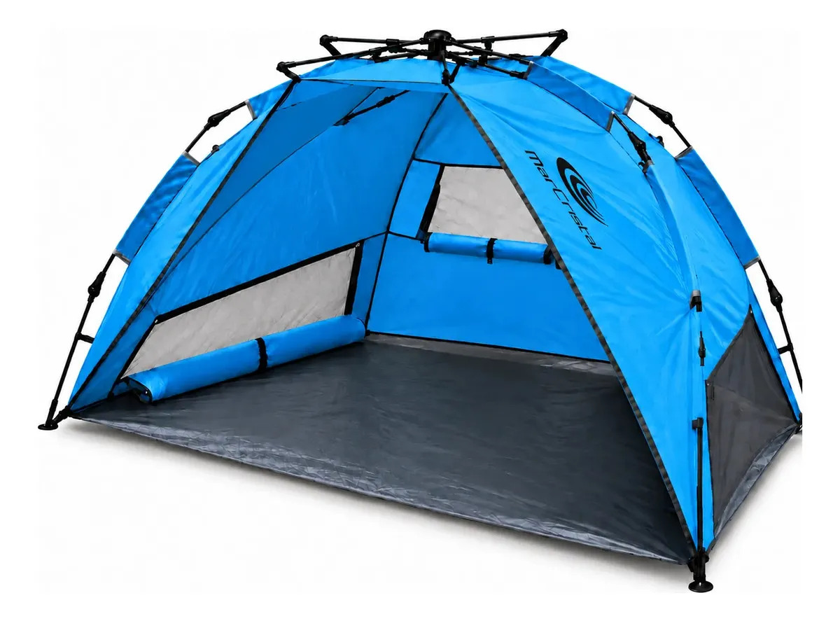 Carpa Playera Automatica 240cm Uv+40 Media Carpa Mar Cristal Color Celeste