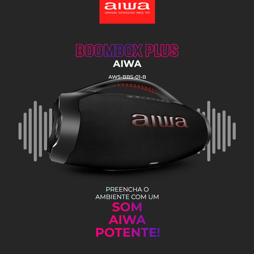 Caixa De Som Boombox Plus Aiwa Bbs-01-b 200w Bt Usb 30h Ip66