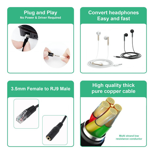 Conector De 3,5 Mm Para Rj9 Para iPhone, Fone De Ouvido E Pa